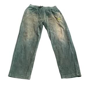 Krooked Men's L? Green Corduroy Pull on Straight Leg Pants Drawstring Cotton